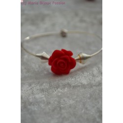 Bracelet fleur rouge
