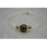 Bracelet argenté perle verte