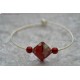 Bracelet perle marbrée rouge et grise