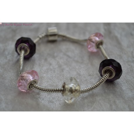 Bracelet style PANDORA rose et prune
