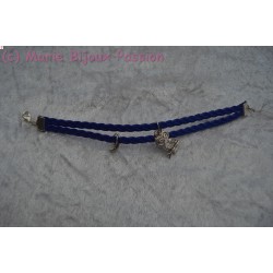 Bracelet simili cuir bleu