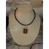 Collier en cuir ocre et marron