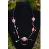 Collier chic perles en verre rose