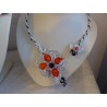 Collier fil alu perles rouges